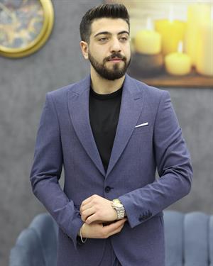 SAVARA 12426 SLİMFİT GOFRELİ TAKIM ELBİSE(K.MAVİ)