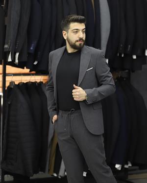 SAVARA 12426 SLİMFİT GOFRELİ TAKIM ELBİSE(K.GRİ)