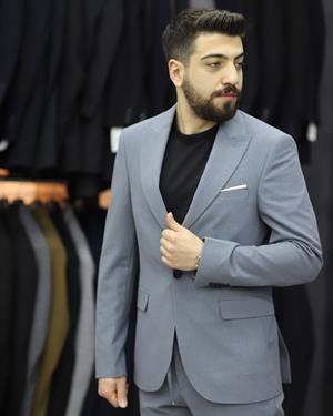 SAVARA 12426 SLİMFİT GOFRELİ TAKIM ELBİSE(GRİ)