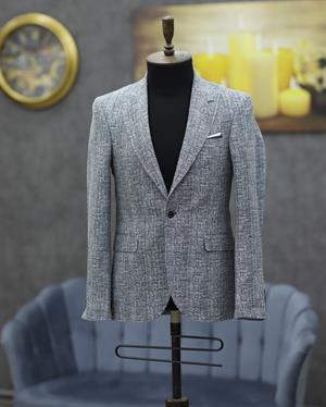 SAVARA 60588 SLİMFİT BASKILI TEK CEKET(A.LACİ)