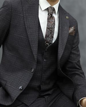 SUIT SARTORIA 2248 SLİMFİT YELEKLİ TAKIM ELBİSE(KAHVE)