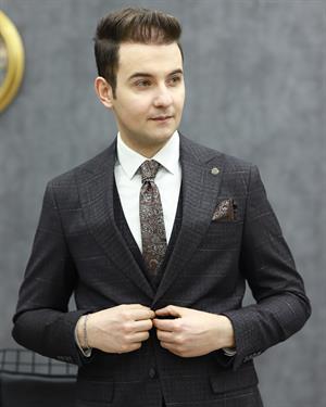 SUIT SARTORIA 2248 SLİMFİT YELEKLİ TAKIM ELBİSE(KAHVE)