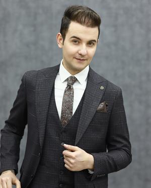 SUIT SARTORIA 2248 SLİMFİT YELEKLİ TAKIM ELBİSE(KAHVE)