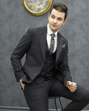SUIT SARTORIA 2248 SLİMFİT YELEKLİ TAKIM ELBİSE(KAHVE)