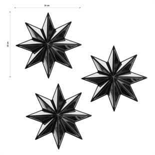 3lü Siyah Renkli Dekoratif Yıldız Ayna