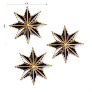 Dekoratif 3lü Yıldız Ayna (Altın - Gold)