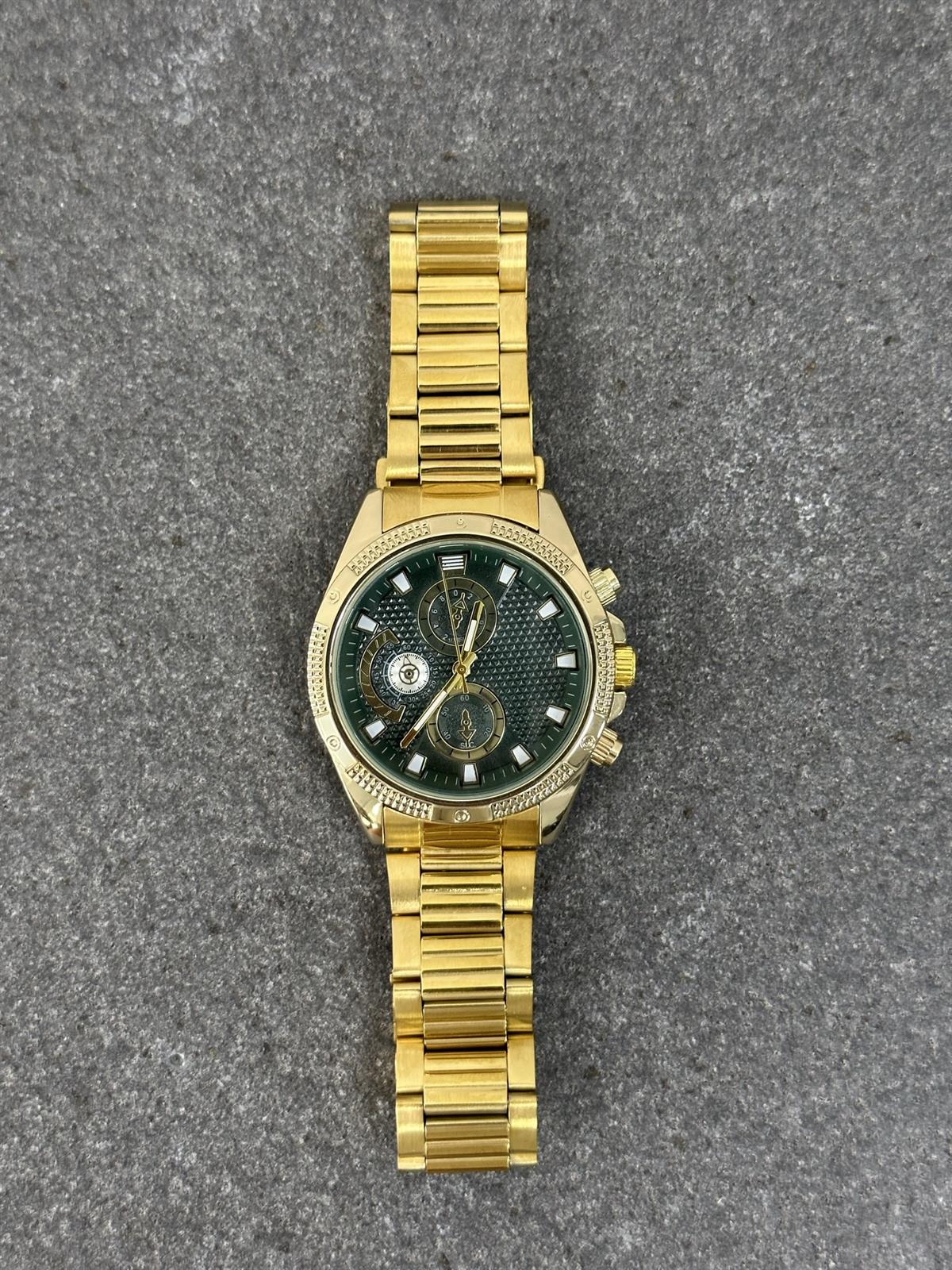 Antonio Özel Seri Gold Kordon Yeşil Ekran Erkek Kol Saati