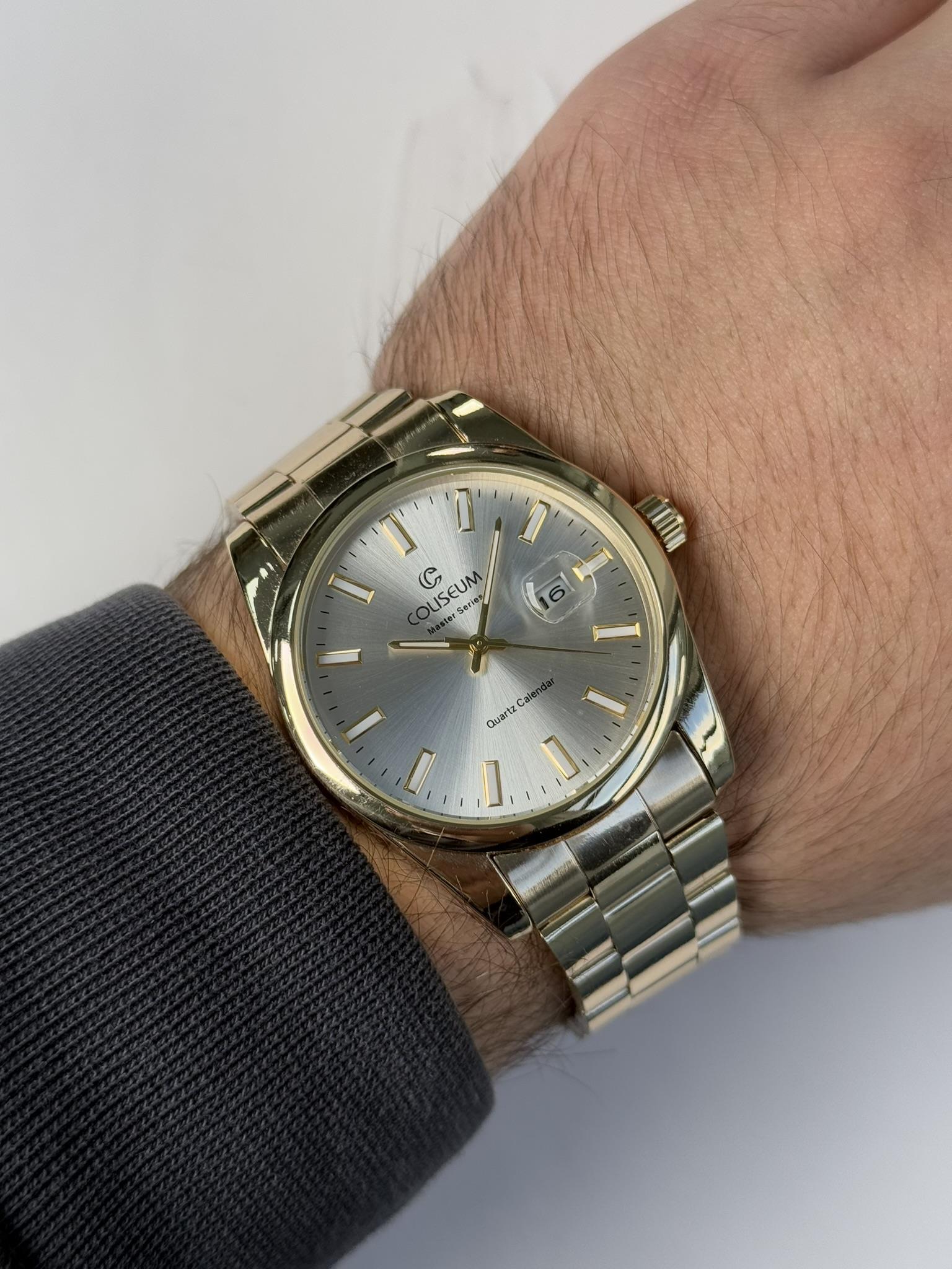 Danis Takvimli Yuvarlak Kasa Erkek Kol Saati Gold (Beyaz Kadran)