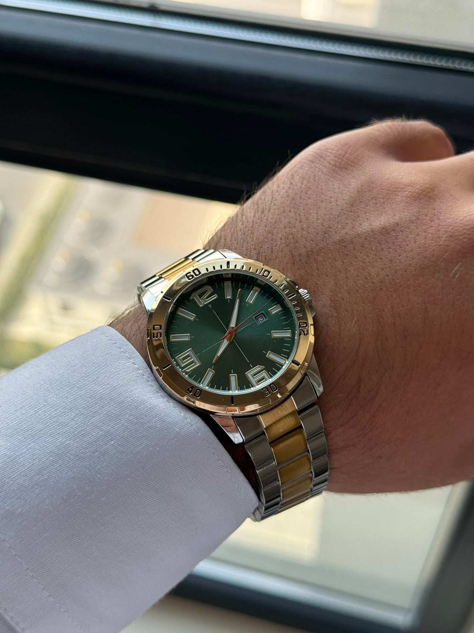 Vercene Orijinal Model Erkek Kol Saati Gold-Gümüş (Yeşil Kadran)
