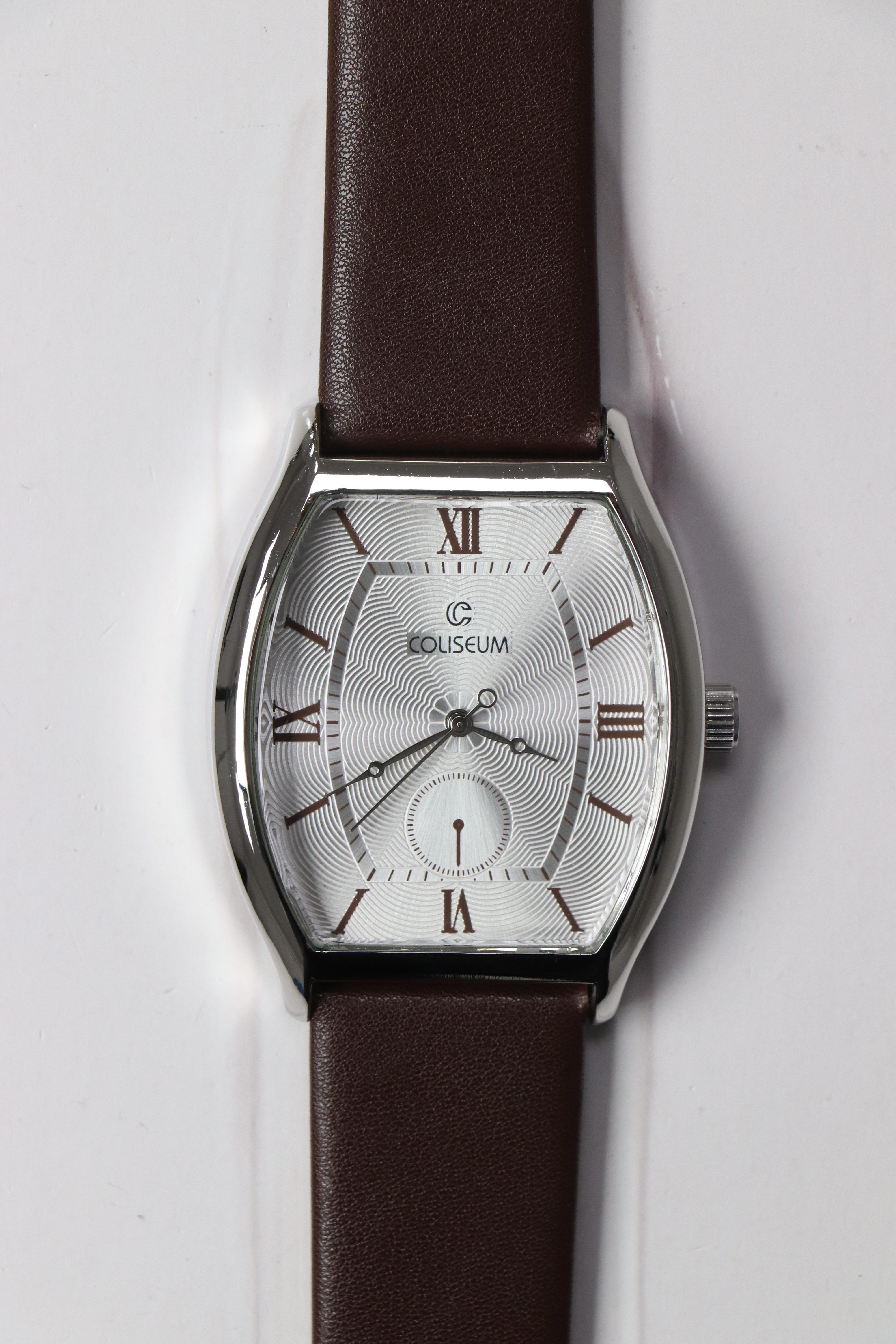 Zack Deri Kayış Vintage Erkek Kol Saati Kahverengi (Gümüş Kasa, Beyaz Ekran)