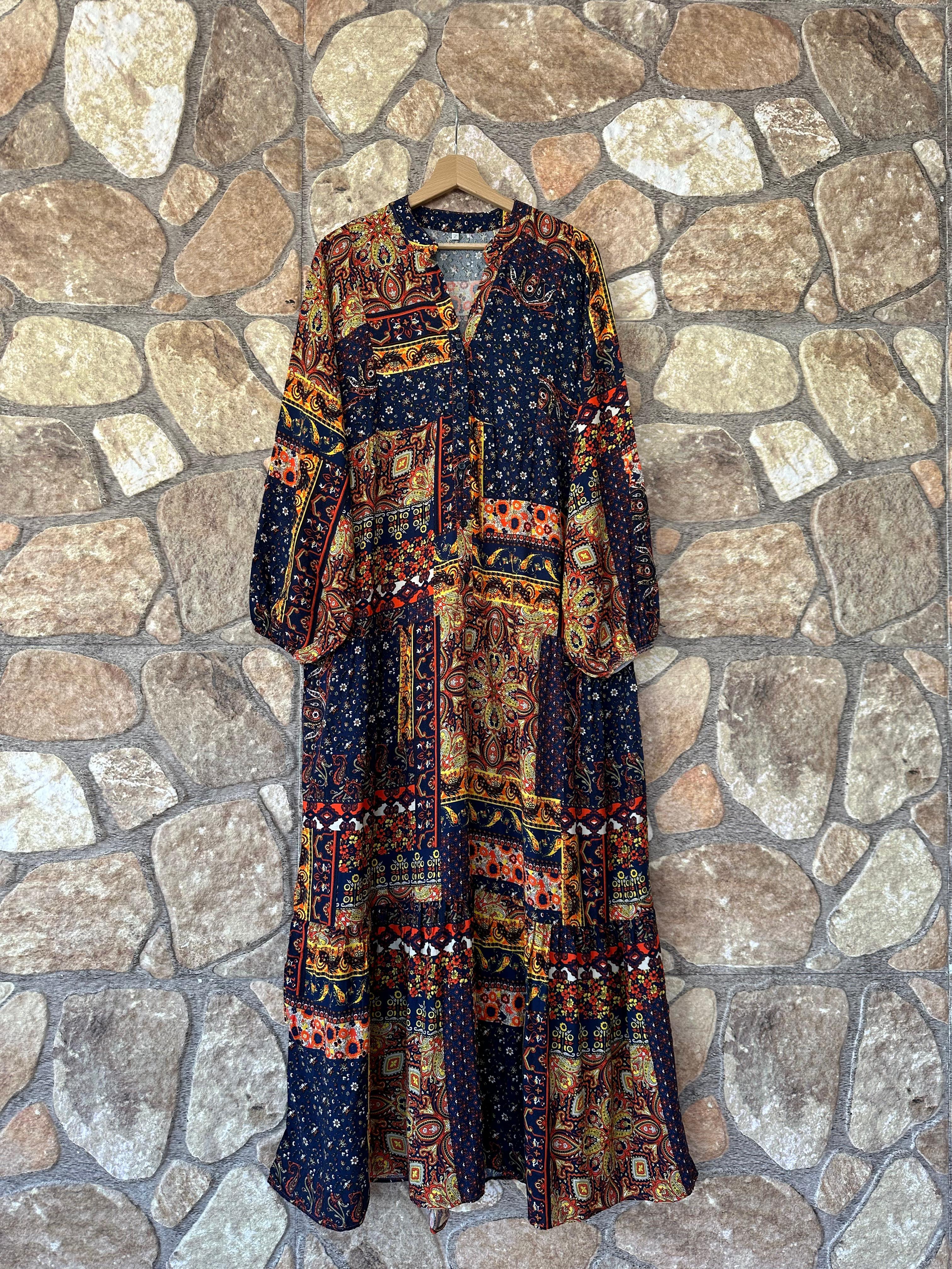 Vintage Elbise Lacivert
