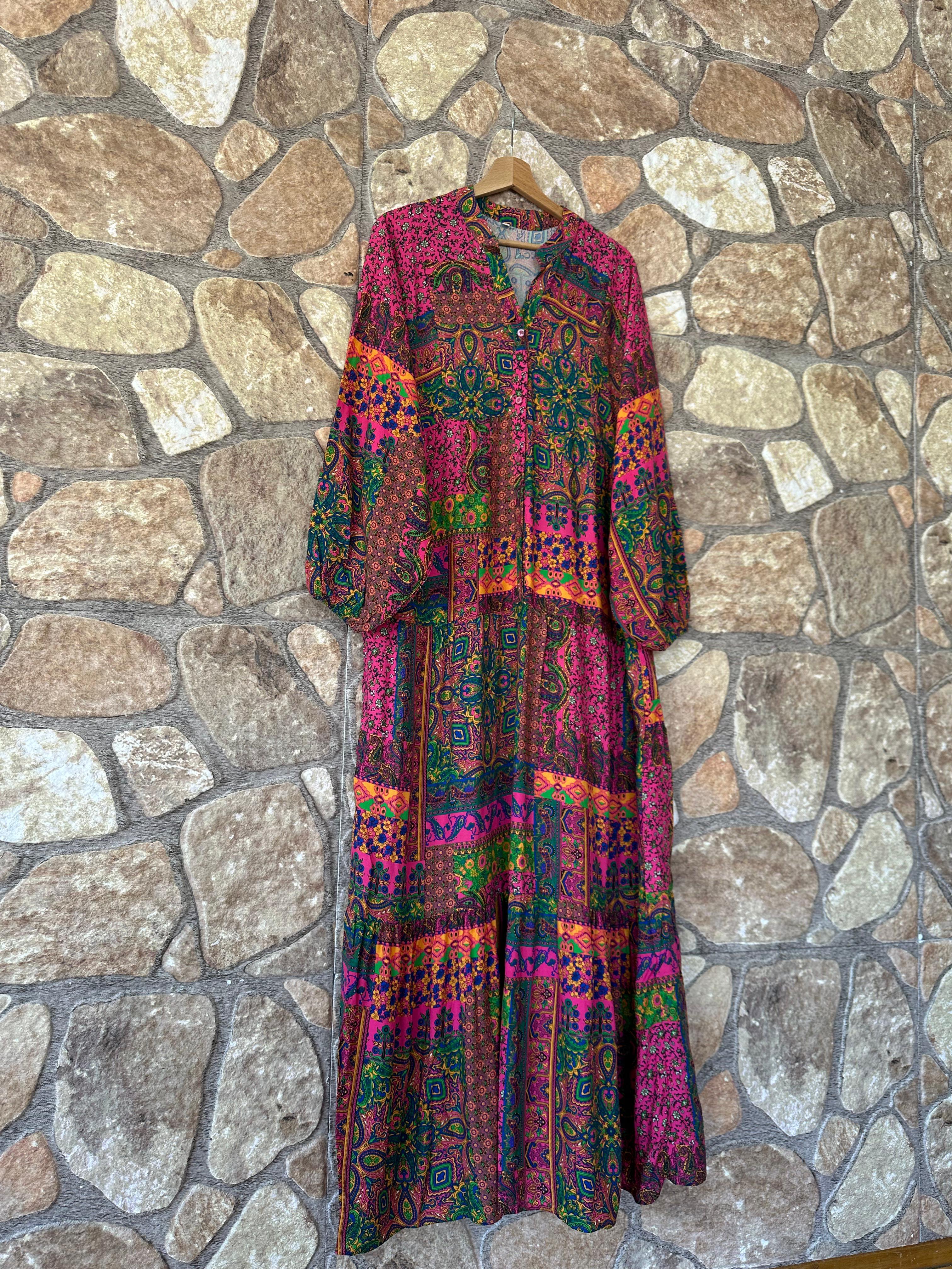 Vintage Elbise Pembe