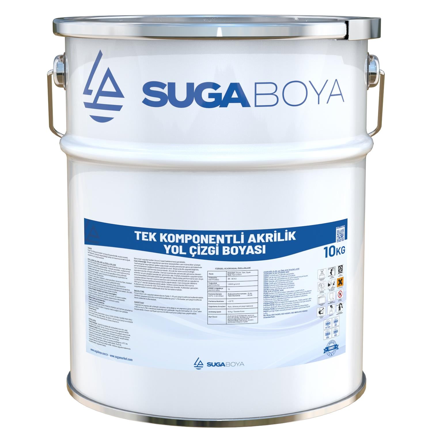 SUGA TEK KOMPONENTLİ AKRİLİK YOL ÇİZGİ BOYASI 10 KG 