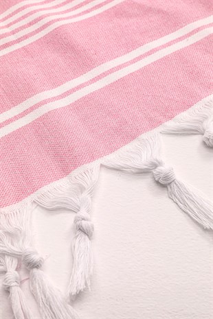 Favora Pamuklu Kapşonlu Peştemal Bornoz S/M - Pembe