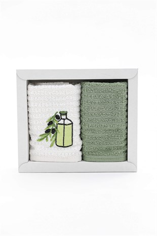 Fushia Towel 2li Kutulu Havlu Seti 40x60 - Yeşil
