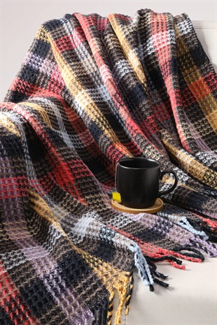 Skoç Örme Pamuklu Tek Kişilik Battaniye - Renkli