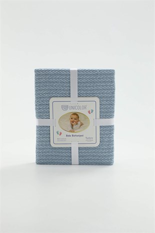 Unicolor Pamuklu Bebek Pikesi - Mavi
