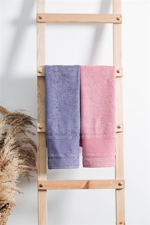 Via Home 2li Bambu El ve Yüz Havlusu 50x90 - Eflatun - Pembe