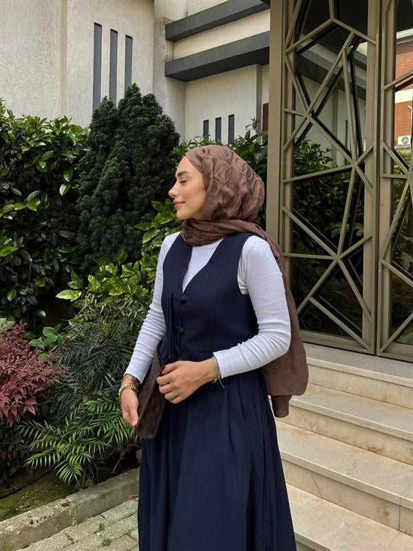 Lady Keten Yelekli Takım Lacivert