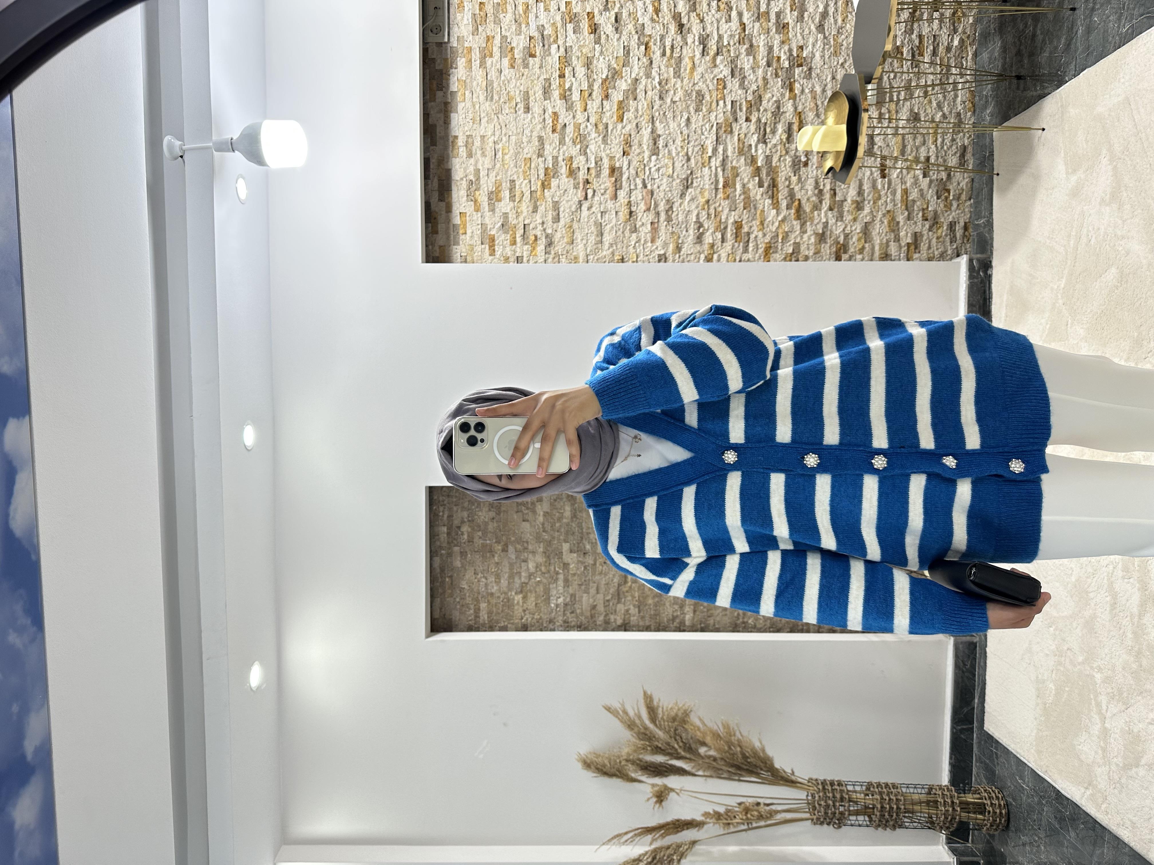 ÇİZGİLİ HIRKA MAVİ-BEYAZ