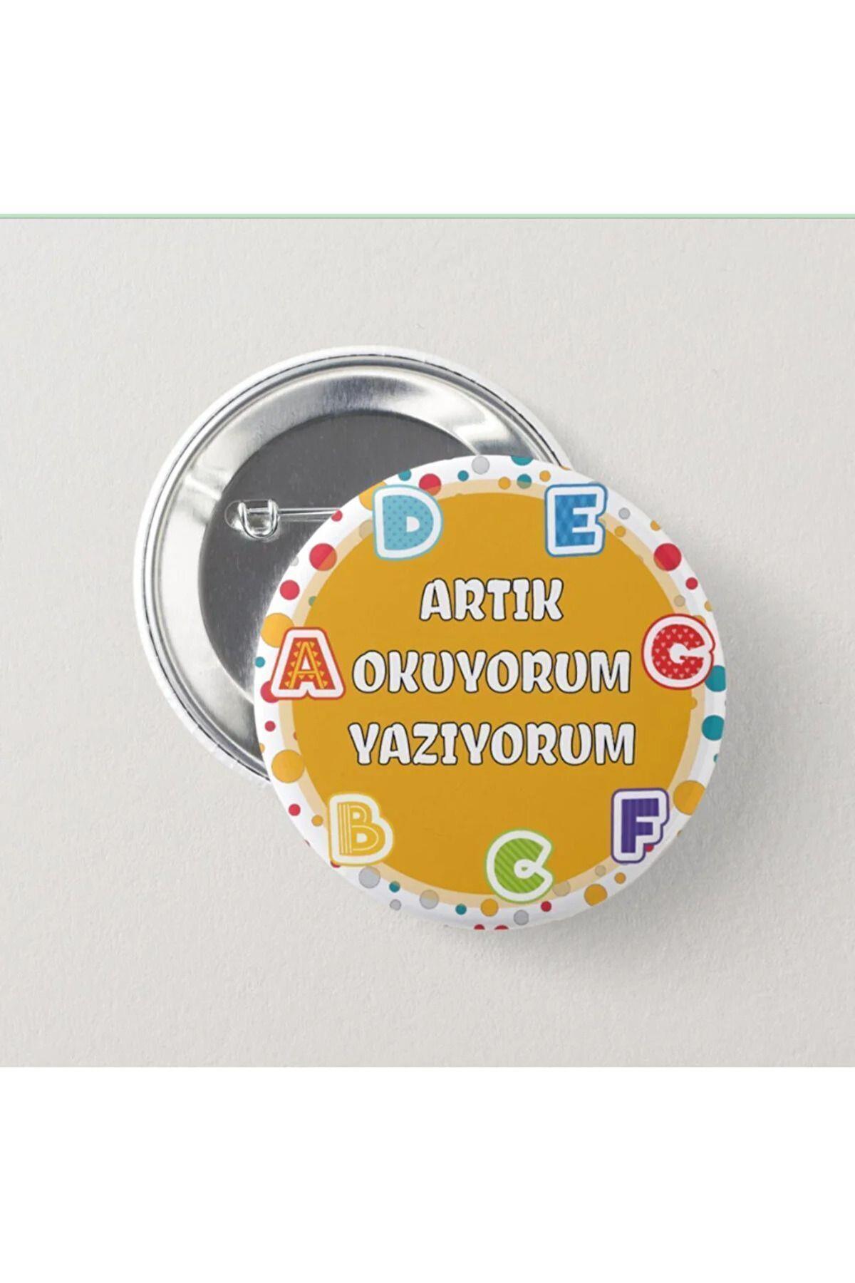 Artık Okuyorum Yazıyorum - Çocuk İğneli Rozet (6 ADET) Yaka Çanta