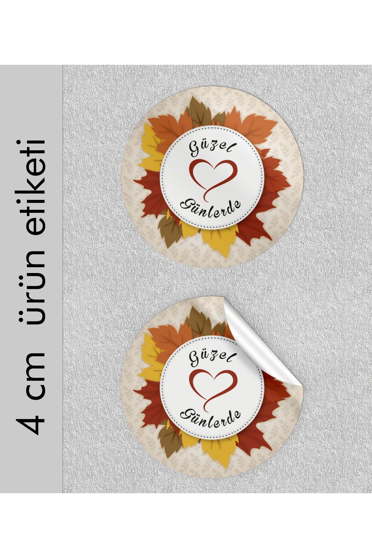 Güzel Günlerde Yazılı Sticker Etiket 4x4 cm Yuvarlak Çiçek Desenli 70 Adet