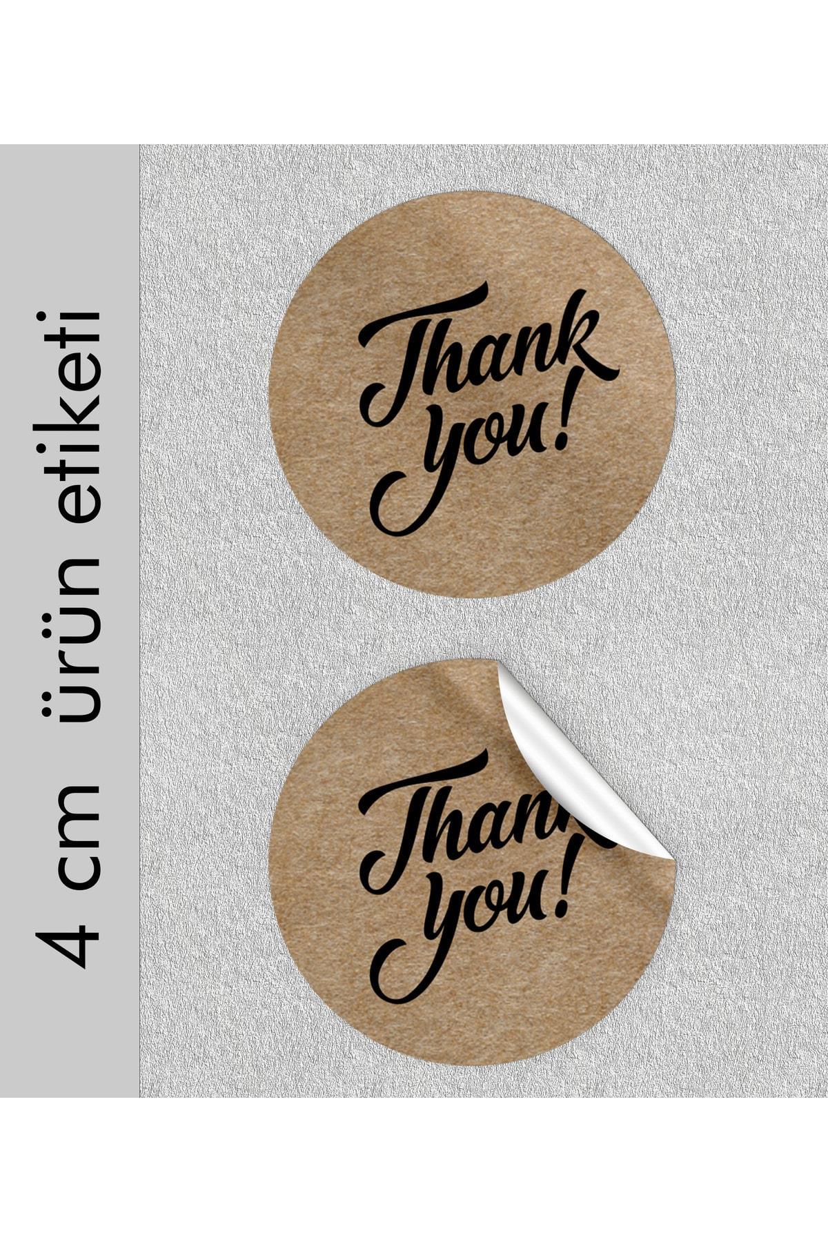 Thank You Yazılı Sticker Etiket 4x4 Cm Yuvarlak Kraft Desenli 70 Adet