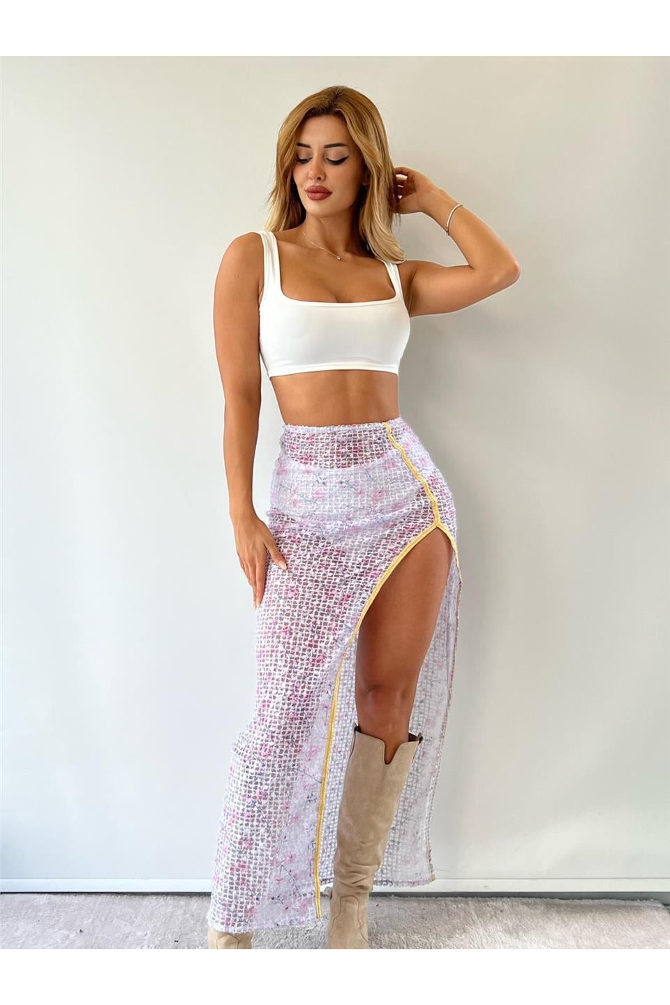 Lila İthal Kumaş Üçlü Takım