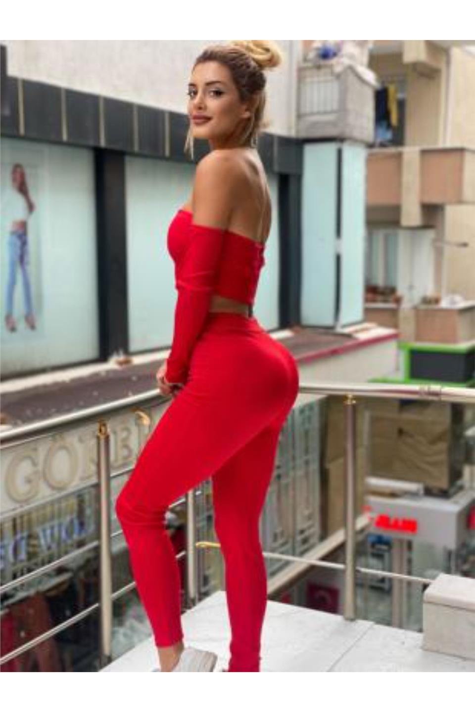 Kırmızı Özel Yapım Dökülmeyen Simli Kumaş Pantolon