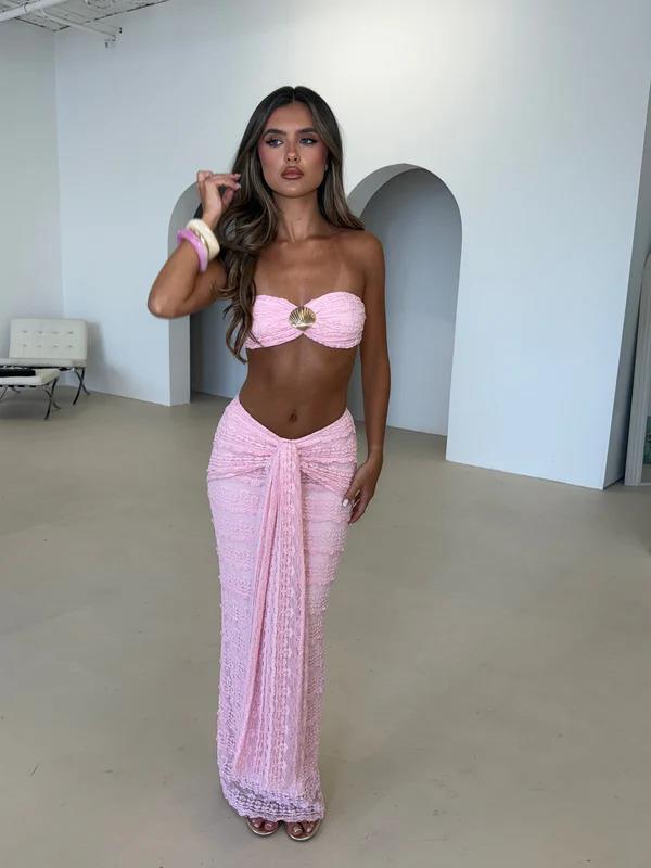 Pembe SYDNEY Seashell Lace Etekli İkili Taklım