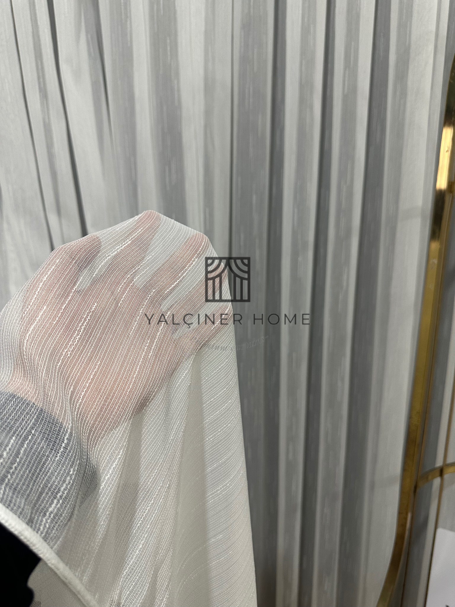 Şantuklu Bambu Zemin 1x3 Şık pile Tül Perde- Kırık beyaz 