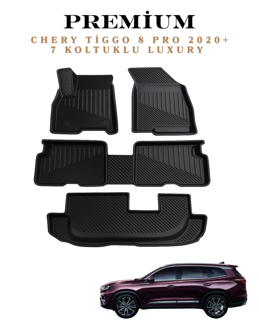 Chery Tiggo 8 Pro/Promax 7 Koltuklu 3D Oto Paspas Premium