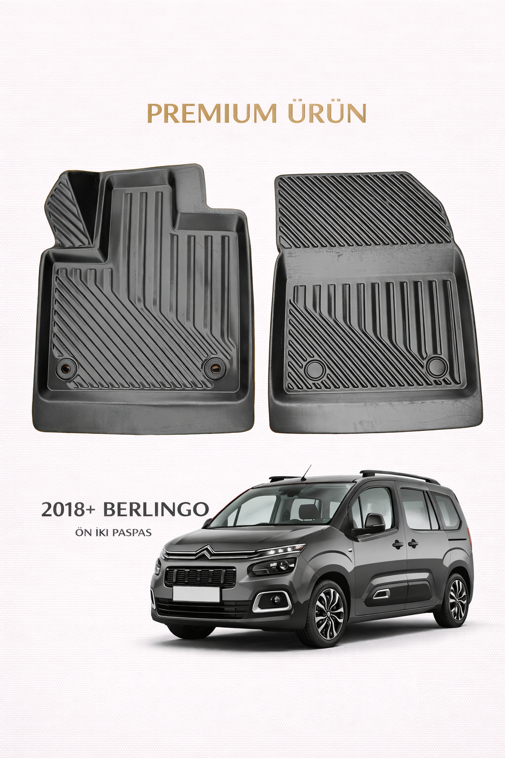 Citroen Berlingo Panelvan (Ön İki) 2018+ ile Uyumlu 3D Oto Paspas Premium