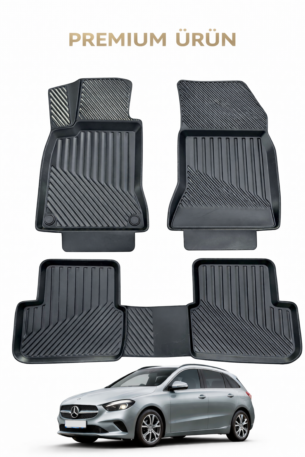 Mercedes B Serisi W247 2018+ ile Uyumlu 3D Oto Paspas Premium