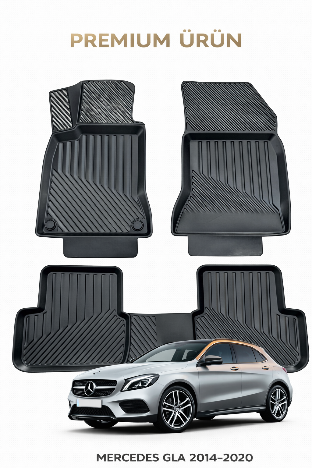 Mercedes GLA 2014-2020 ile Uyumlu 3D Oto Paspas Premium