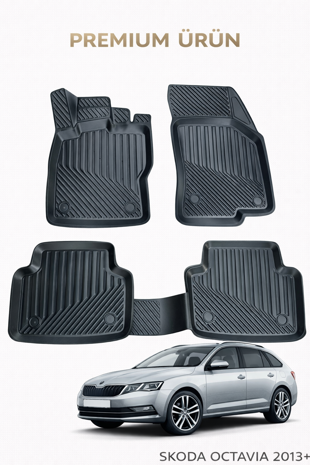 Skoda Octavia 2013+ ile Uyumlu 3D Oto Paspas Premium