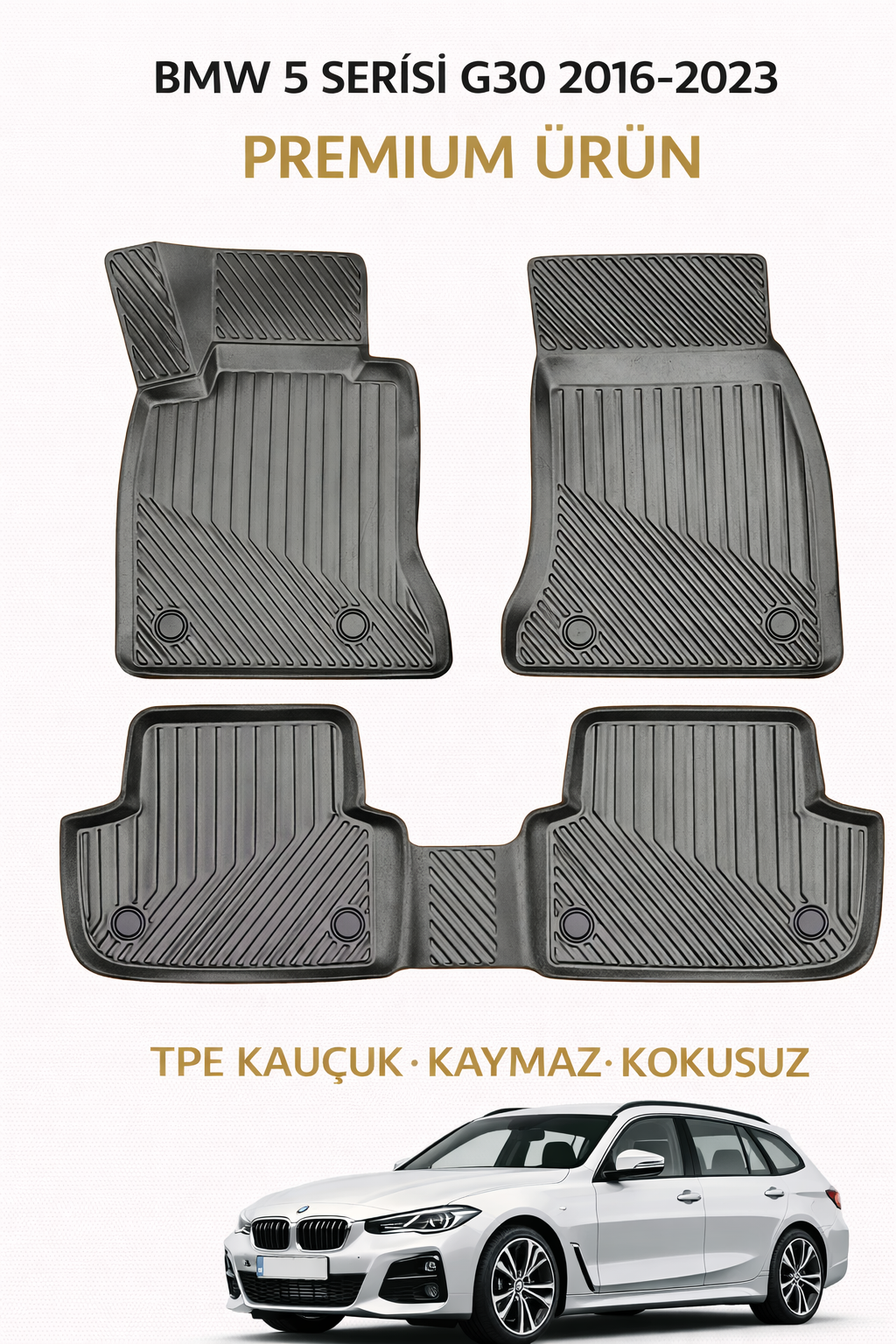 Bmw 5 Serisi G30 2016-2023 ile Uyumlu 3D Oto Paspas Premium