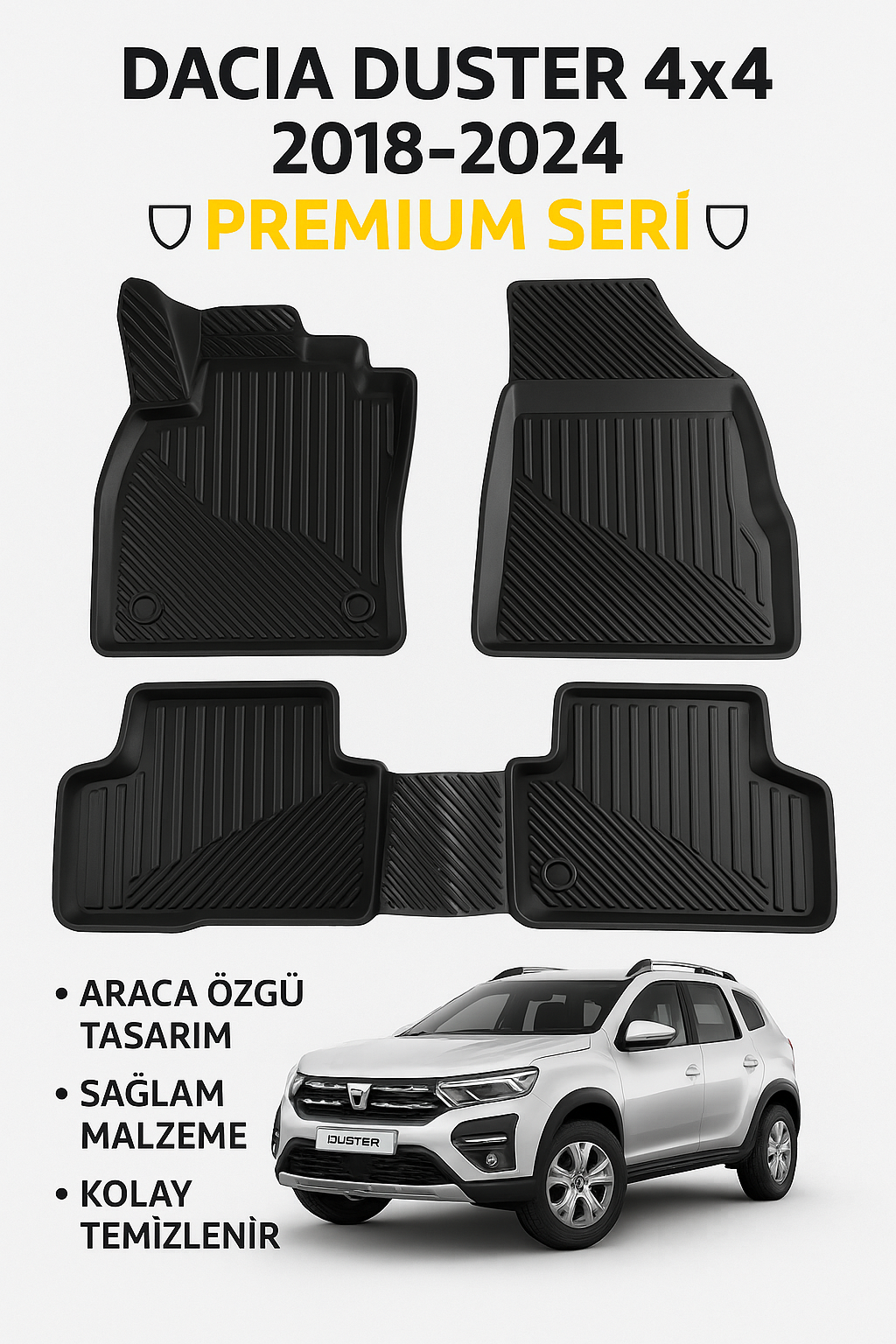 DACİA DUSTER 4X4 2018-2024 3D OTO PASPAS UYUMLU