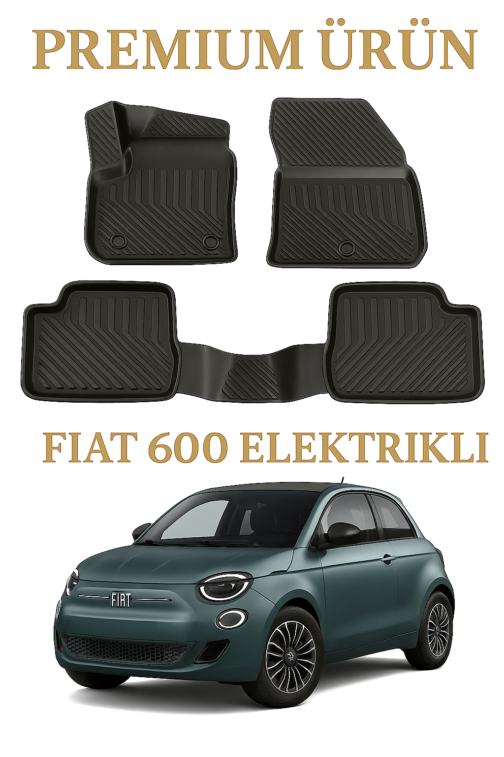 Fiat 600 Elektrikli Uyumlu 3D Oto Paspas Premium