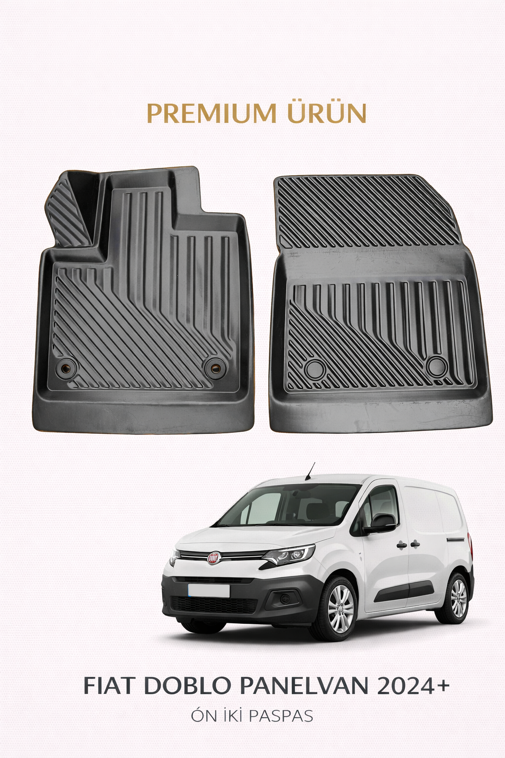 Fiat Doblo 2024+ Panelvan ( Ön İki ) ile Uyumlu 3D Oto Paspas Premium