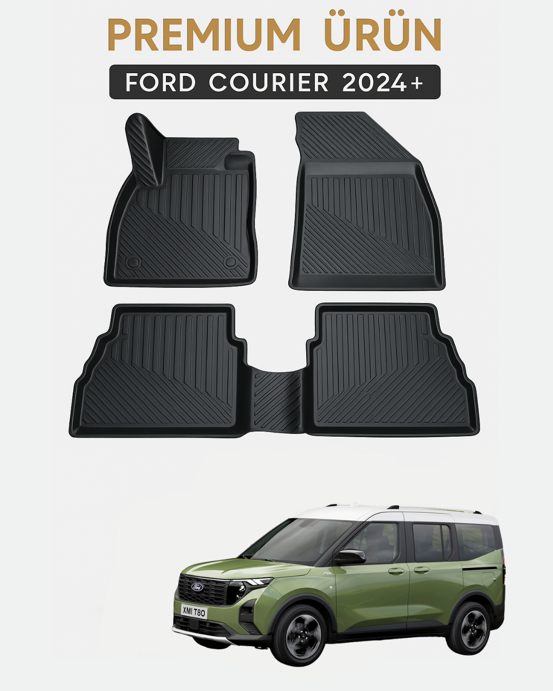 Ford Courier 2024+ Uyumlu 3D Oto Paspas Premium