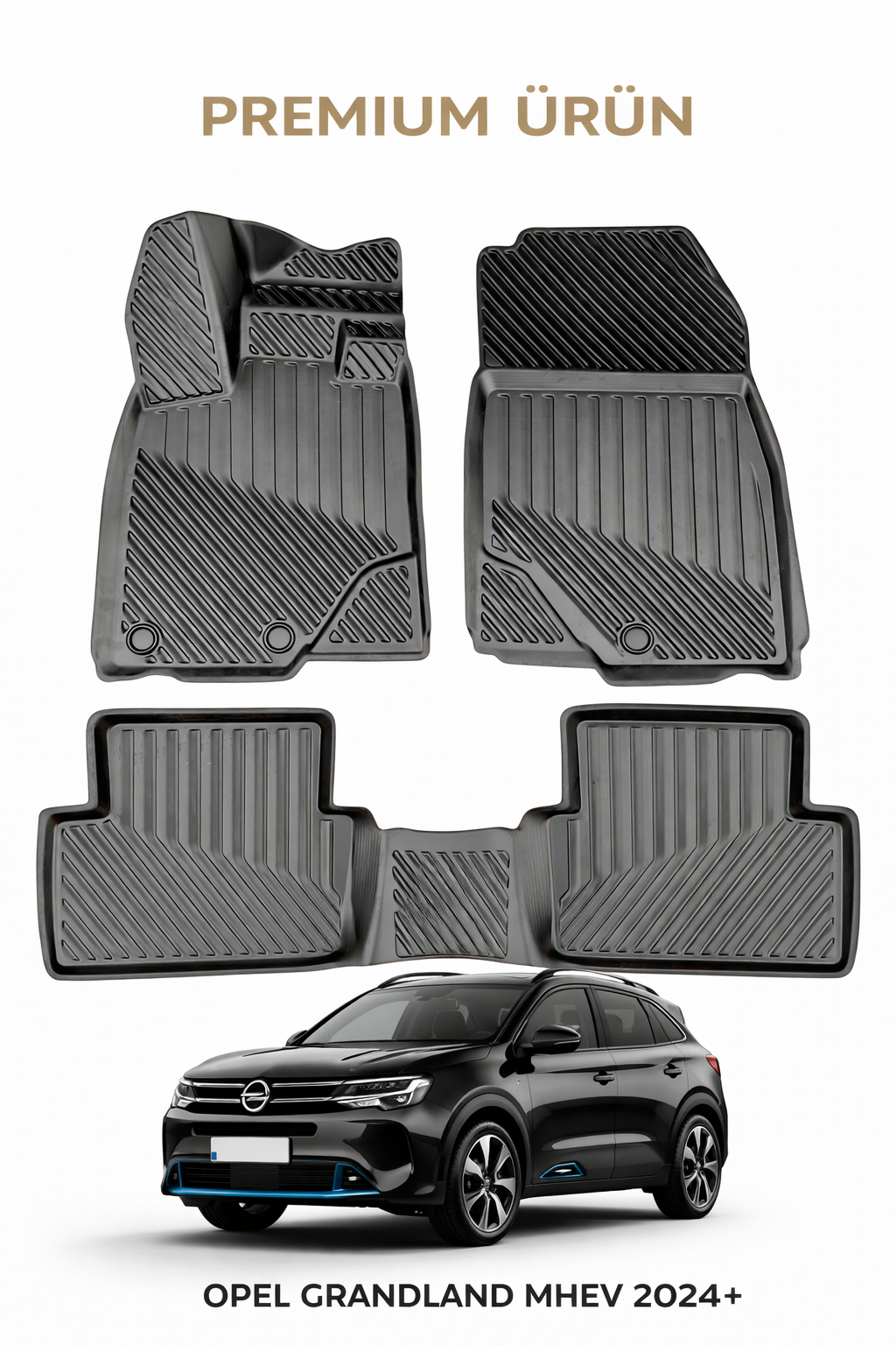 Opel Grandland MHEV 2025+ ile Uyumlu 3D Oto Paspas Premium