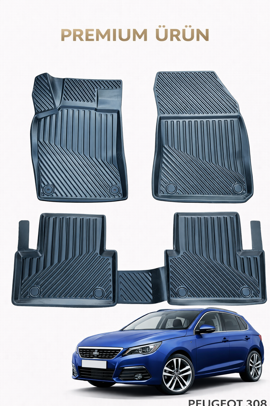 Peugeot 308 2021+ ile Uyumlu 3D Oto Paspas Premium