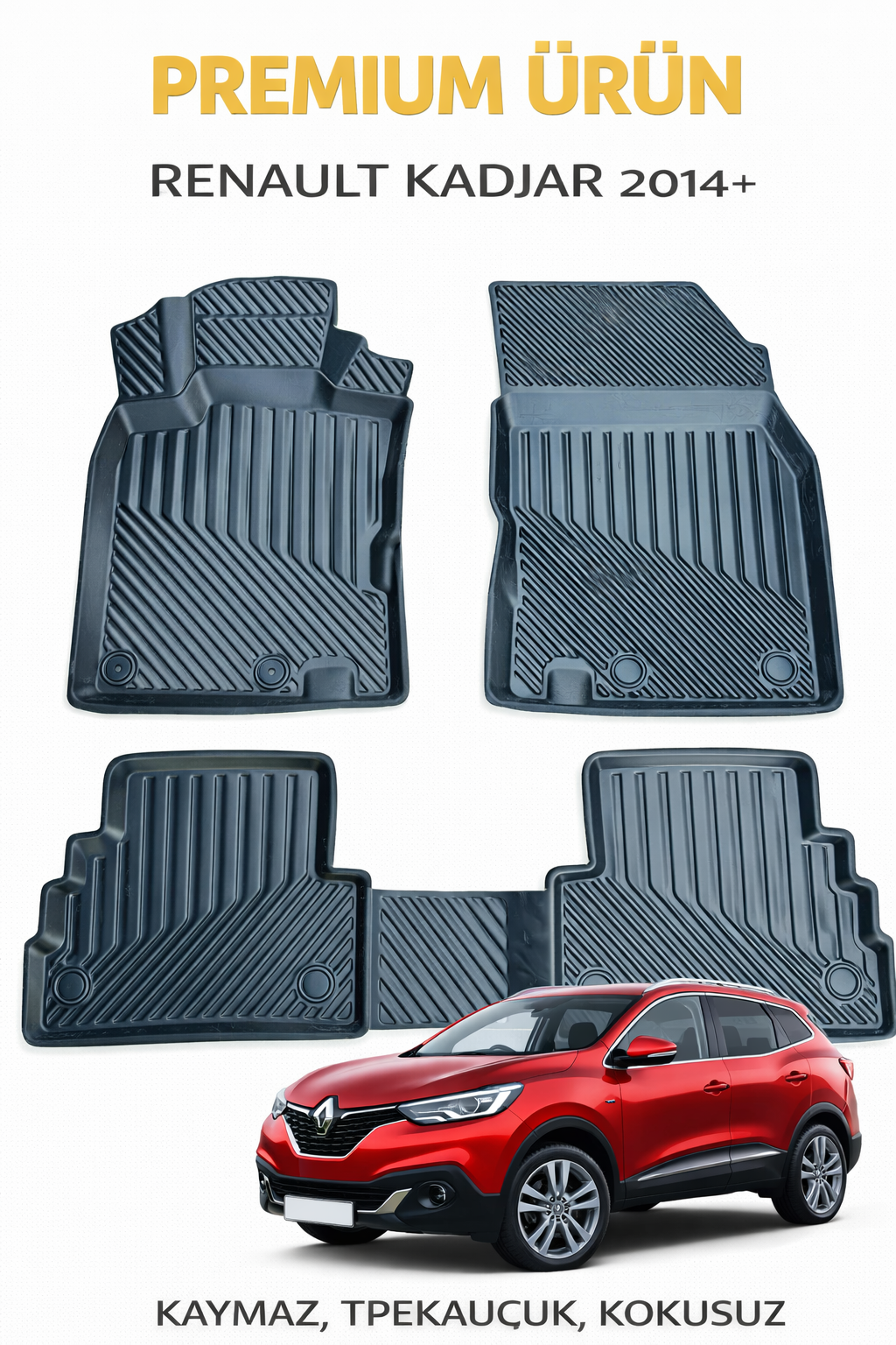 Reault Kadjar 2014+ ile Uyumlu 3D Oto Paspas Premium