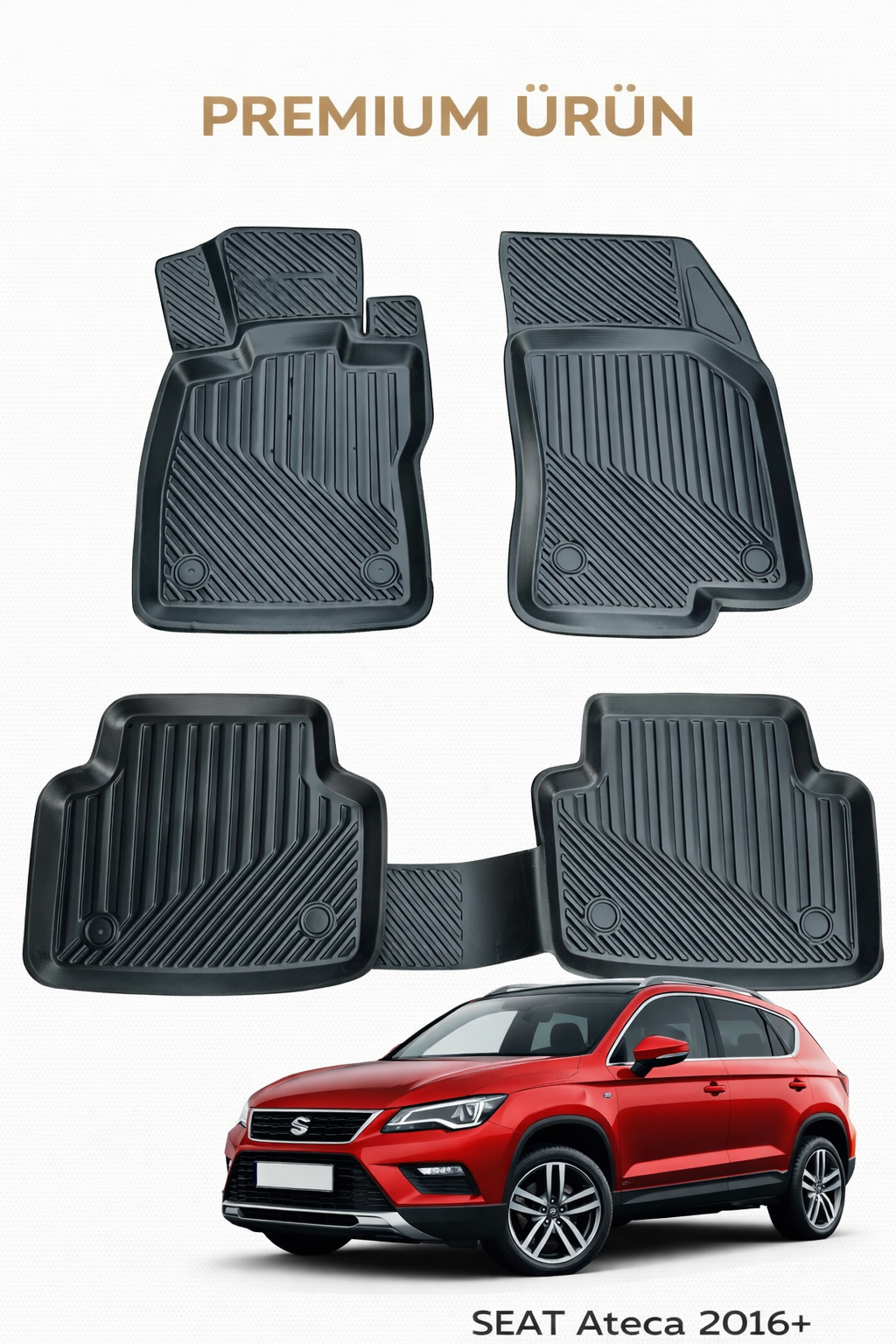 Seat Ateca 2016+ ile Uyumlu 3D Oto Paspas Premium