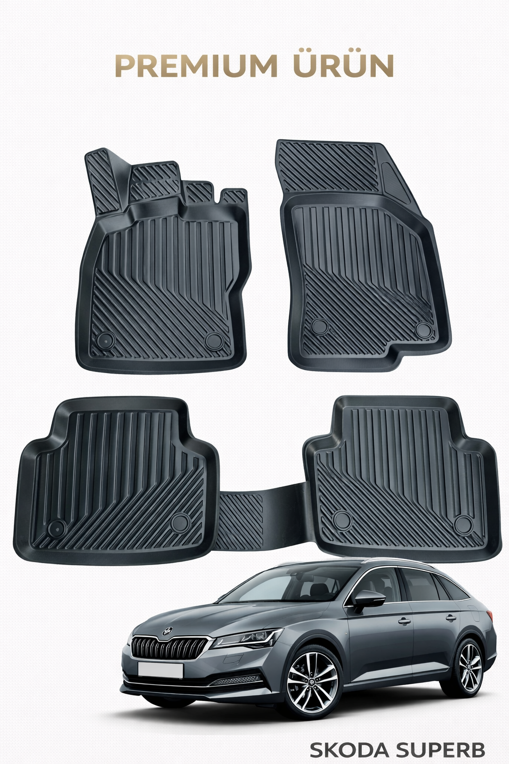 Skoda Super B 2015+ ile Uyumlu 3D Oto Paspas Premium