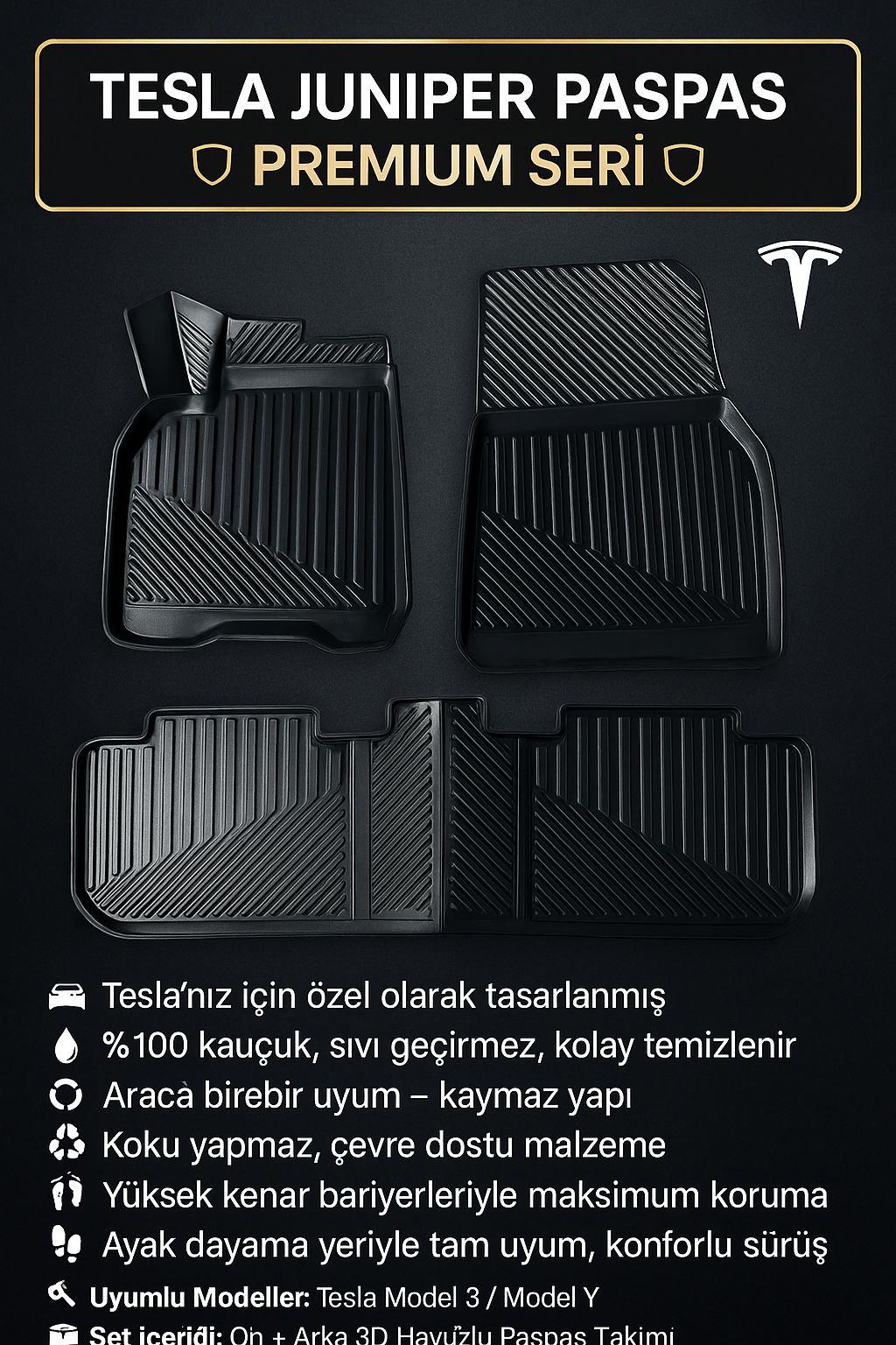 Tesla Y /Juniper 3D Havuzlu Oto Paspas