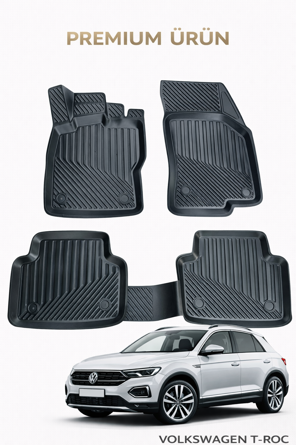 Volkswagen T-Roc ile Uyumlu 3D Oto Paspas Premium