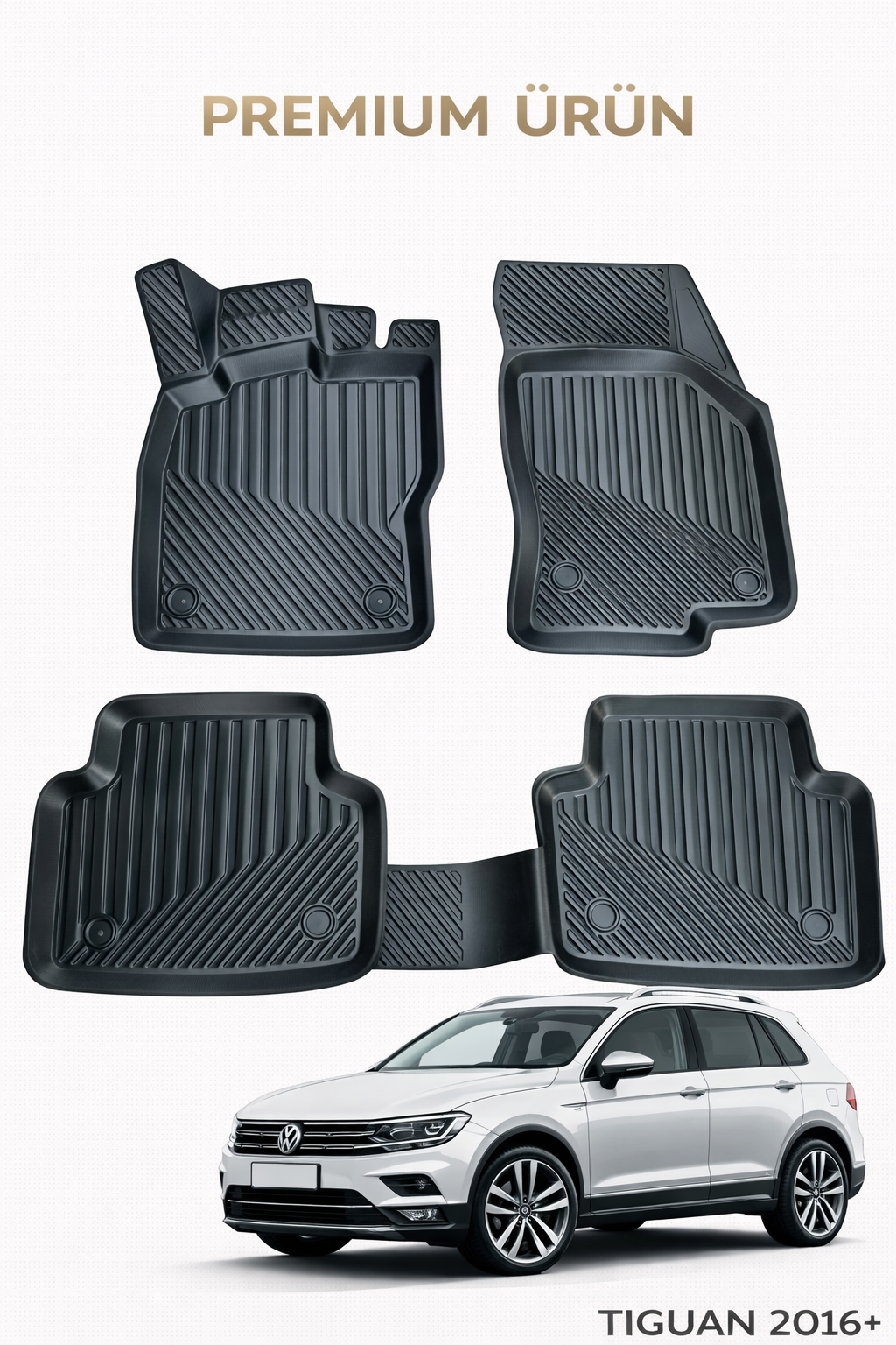 Volkswagen Tiguan 2016+ ile Uyumlu 3D Oto Paspas Premium