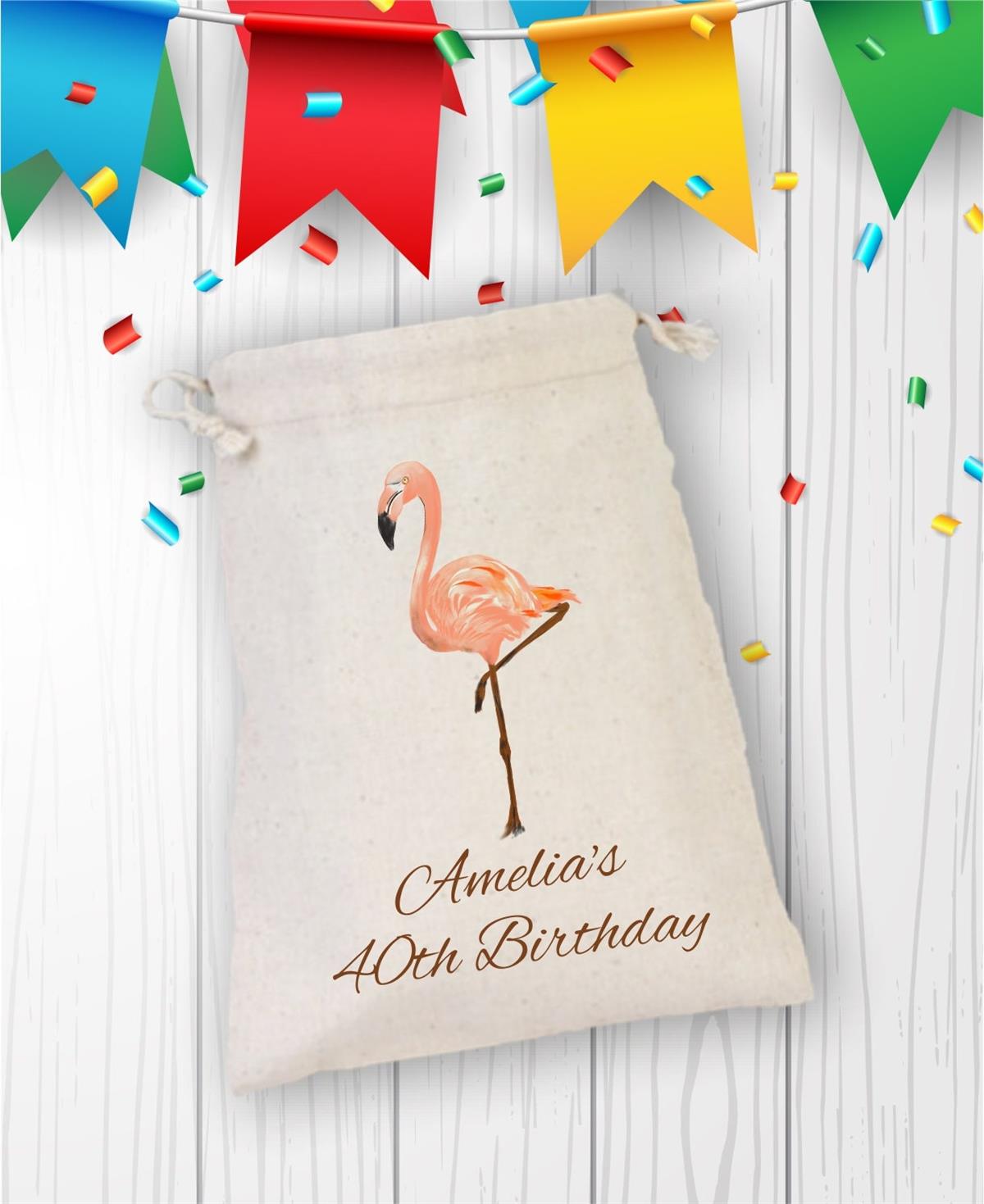 Flamingo Themed Birthday Party Gift Pouch